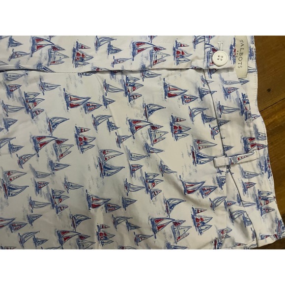 Talbots Womens Sailboat Print Crop Pants White Blue Red Nautical Size 14 - Picture 5 of 5